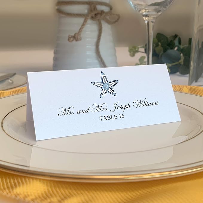 Starfish Place Cards, Set of 150, Pre-cut and Scored - Wedding, Party, Dinner, and Special Events - Made in the USA