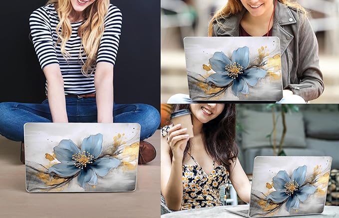 CISSOOK Compatible with MacBook Air 13 inch Case M1 2021-2018 Release Model A2337 A2179 A1932, Protective Plastic Hard Shell Case Cover for MacBook Air 13-inch with Touch ID, Retro Golden Floral