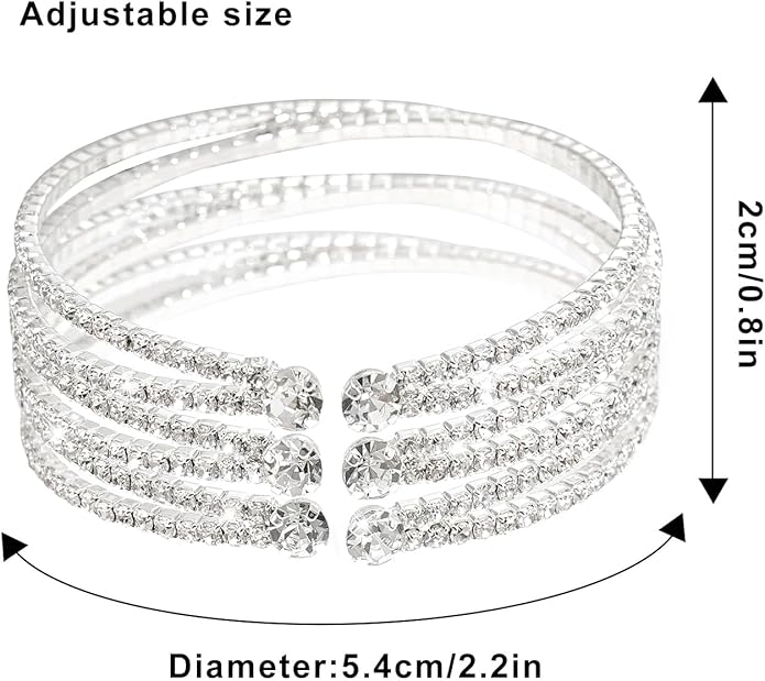 Rhinestone Bracelet for Women MultiLayer Crystal Cuff Bracelet Strand Layered Bracelet