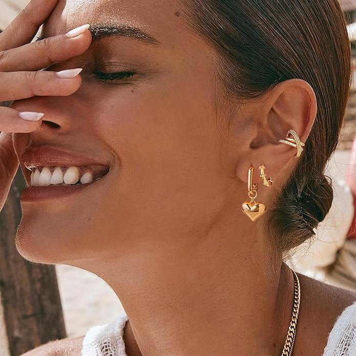 14K Gold Earring Cross Waterdrop Butterfly Heart Knot Earrings for Women Gold Silver Cross Leverback Drop Gold Silver Teardrop Hoop Dangle Earring White Gold Dangle Drop Earring