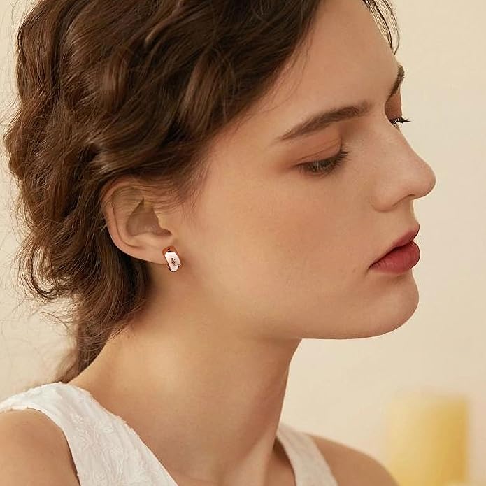 Gamicy Small 14K Gold Plated Hoop Earrings for Women with 925 Stering Silver Post, 14K Real Gold Plated Chunky Lightweight Hoops Earrings