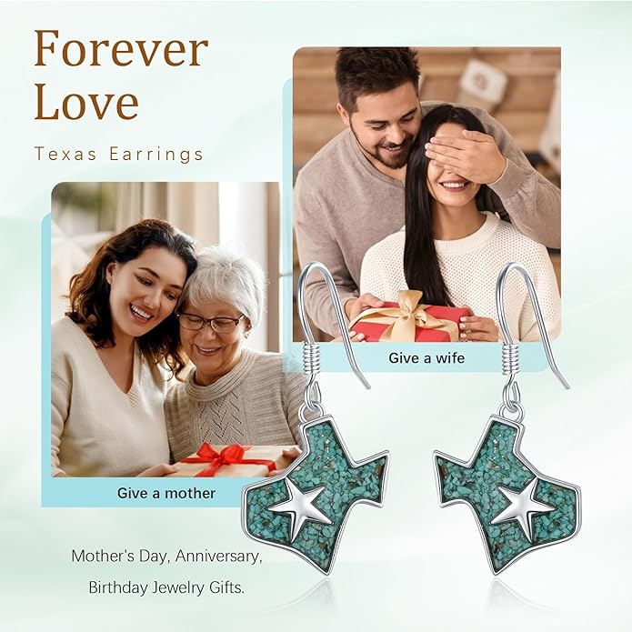 Western Earrings for Women 925 Sterling Silver Turquoise Western Country Dangle Drop Earrings Country Jewelry Gifts for Cowgirl Cowboy