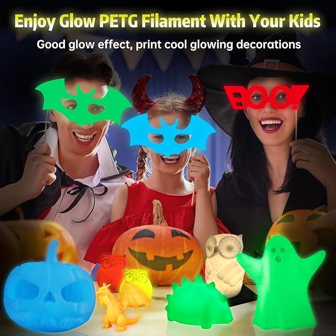 SUNLU PETG Glow in The Dark Filament, Luminous PETG 3D Printer Filament 1.75mm, High Brightness Filament, Dimensional Accuracy +/- 0.02mm, 1kg Spool.(Yellow, Glow Yellow)