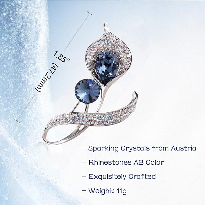 Richapex Elegant Crystal Tulip Rose Brooch Pin,Cubic Zirconia Fashion Crystal Jewelry Women's Brooch Pin