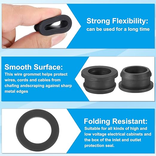 PATIKIL 22mm / 7/8 Inch Drill Hole,11/16 Inch ID Rubber Grommets, 3Pcs Top Hat Grommet for Wiring Eyelet Ring Gasket Automotive Firewall Cable Hole Plugs Wires Protection, Black