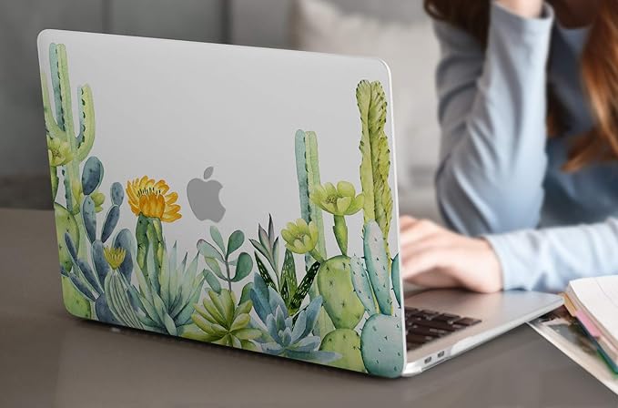 Batianda Case for MacBook Air 13 Inch M1 2020 2019 2018 Release Model A2337 A2179 A1932 with Retina & Touch ID, Plastic Hard Shell Cover with Match Keyboard Cover & Screen Protector,Plants & Cactus