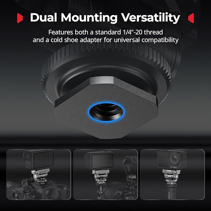 SMALLRIG Cold Shoe Adapter Mount for DJI Osmo 360 / Action 5 Pro / 4 / 3, with Quick Release Mount, 180° Tilt Adjustable - 5436