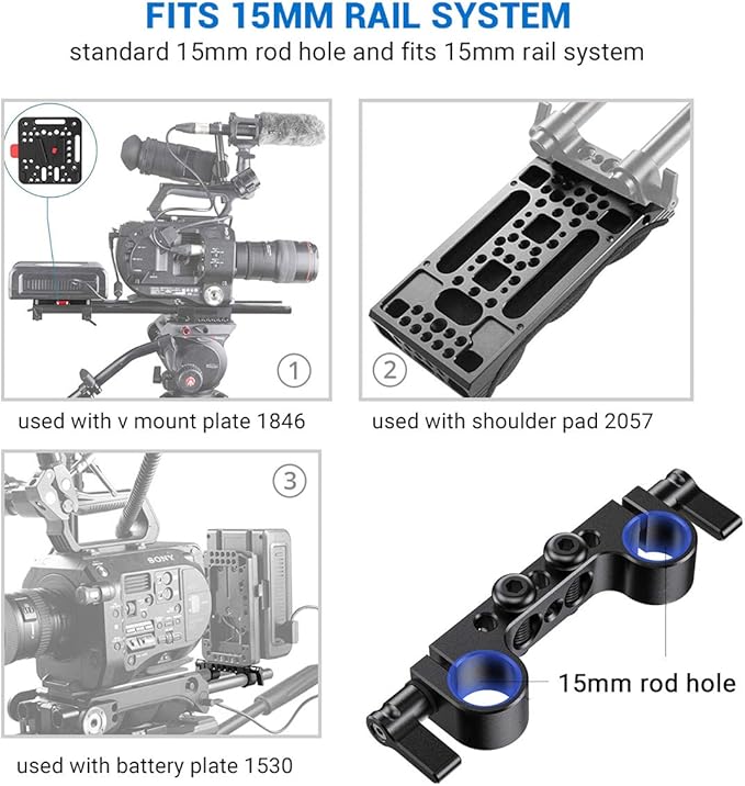 SmallRig Super Lightweight Railblock, 15mm Rod Clamp with 1/4"-20 Thread for Sony, Canon and Other DSLR Camera Rig Shoulder Support System - 942