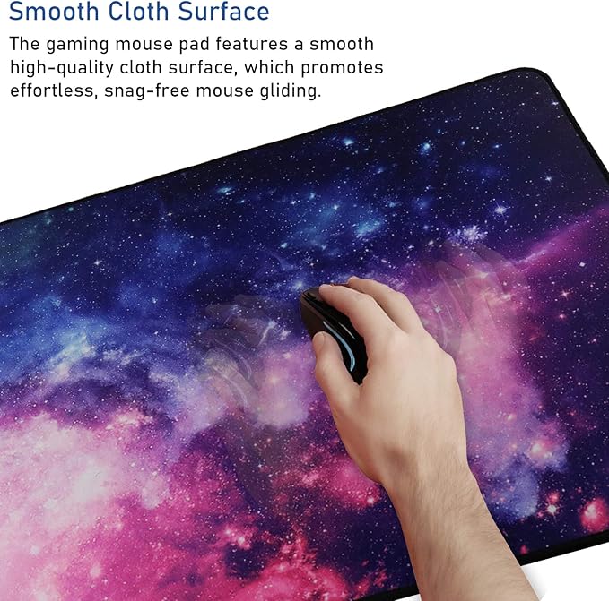 Gaming Mouse Pad, 31.5x15.7x0.12 inch Waterproof Computer Keyboard Mouse Mat Non-Slip Mousepad Rubber Base and Stitched Edges for Game Players, Office, Study, Esports Pros, Home, Desktop