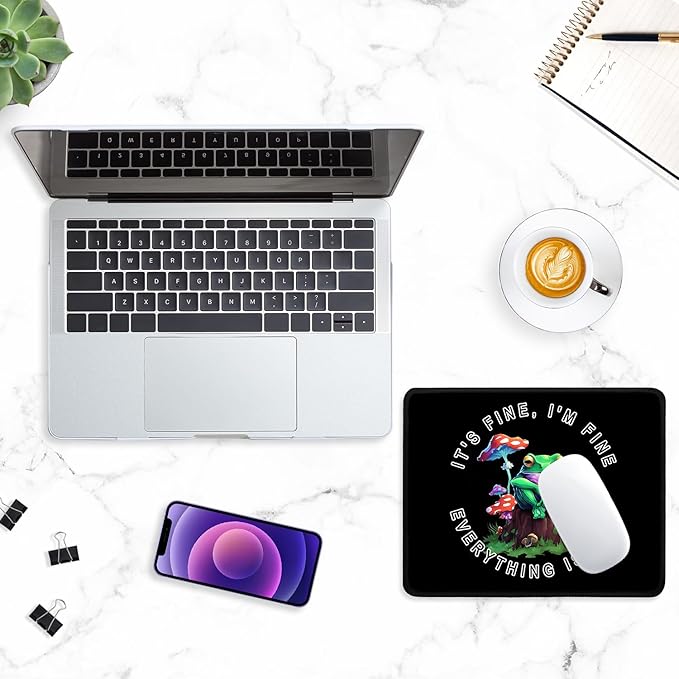ITNRSIIET Mouse Pad with Stitched Edge Premium Textured Smooth Precise Operation Waterproof Washable Non-Slip Rubber Base Desktop Protection Mat, 10.2×8.3×0.12 inches, Lonely Frog