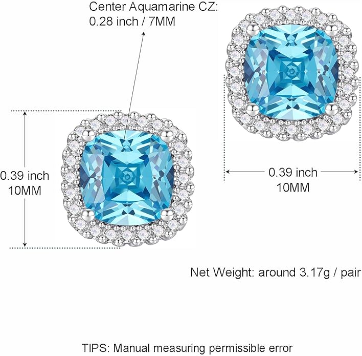 YOMELA Cubic Zirconia Earrings Studs, Halo CZ Birthstone Simulated Diamond Stud Earrings for Women