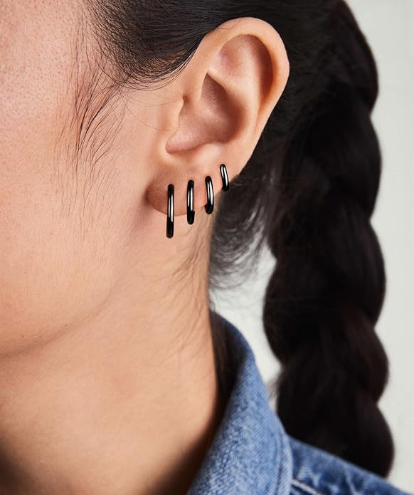 Small Gold Huggie Hoop Earrings Set for Women Men Hypoallergenic 14K Plated Stack Cartilage Earrings, Multiple Piercing Lightweight Mini Thin Cute Dainty Trendy Jewelry Set Christmas Gifts for Women