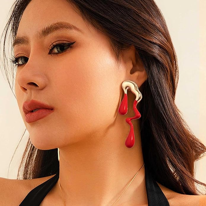 Teardrop Earrings Gold Palated Earrings Large Irregular Geometric Studs Big Lightweight Waterdrop Earrings Jewelry for Women