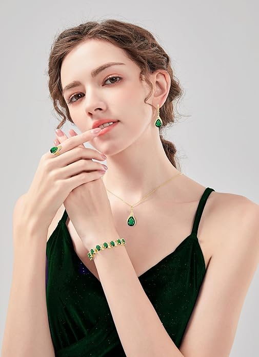 GZWHD Jewelry Set for Women CZ Earrings Necklace Ring Bracelet Set Prom Party Wedding Jewelry Gift for Mother Friend Wife