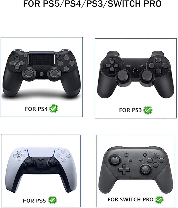 8PCS Silicone Thumb Grips for PS5/PS4/Switch Pro Controllers - 8 Joystick Caps - 3-Height Silicone Joystick Caps with Textured & Smooth Designs, Enhanced Grip for Pro Gaming Accessories