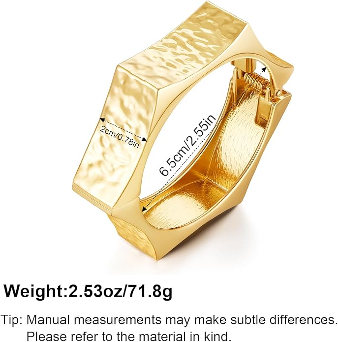 Statement Golden Matte Bracelet for women Minimalist Chunky Brushed Bangle Bracelet Vintage Thick Wide Cuff bracelet Gold Plated Open Cuff Geometric Bracelet
