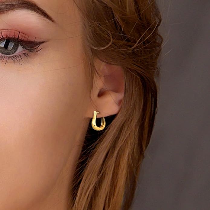 6 Pairs 14K Gold Plated Hoop Earrings for Women Lightweight Chunky Hoop Earrings Multipack Hypoallergenic, Thick Open Twisted Huggie Hoops Earring Set Jewelry for Gifts.