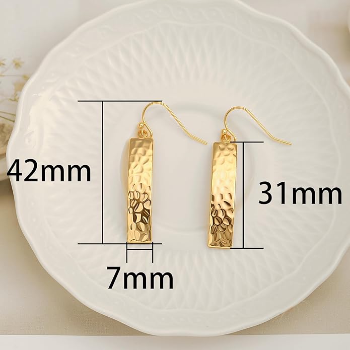 SOFYBJA Dainty 18K Gold Plated Disc Ball Triangle Sunburst Drop Earrings Long Dangle Lightweight Handmade Earrings Jewelry