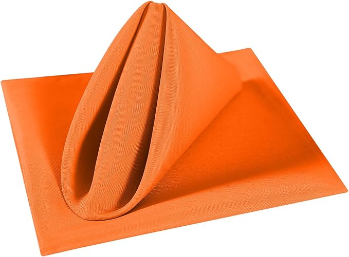 Cupuamon Cloth Napkins 17x17 inch Washable Polyester Dinner Napkins Soft Table Napkins for Wedding Party Dining Banquet(Orange,50PCS)