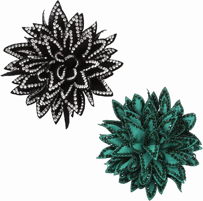 PATIKIL Flower Brooch Pin for Women, Rhinestone Rose Flower Brooch Dainty Fabric Floral Boutonnieres for Women