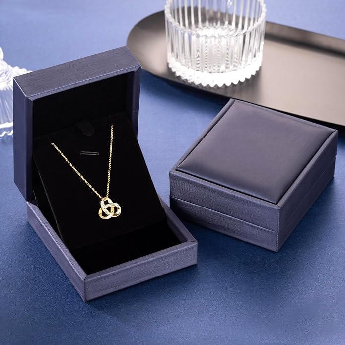 14K Gold Necklaces for Women Trendy Love Knot Infinity Interlocking Knot Necklaces Pendant Necklace for Women Diamond Necklace Adjustable in Length 20in
