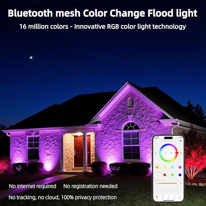 ILC LED Flood Light 30W Outdoor RGB Color Changing, Smart Floodlights RGBW 2700K Warm White & 16 Million Colors, 20 Modes, Grouping, Timing, IP66 Waterproof (2 Pack)