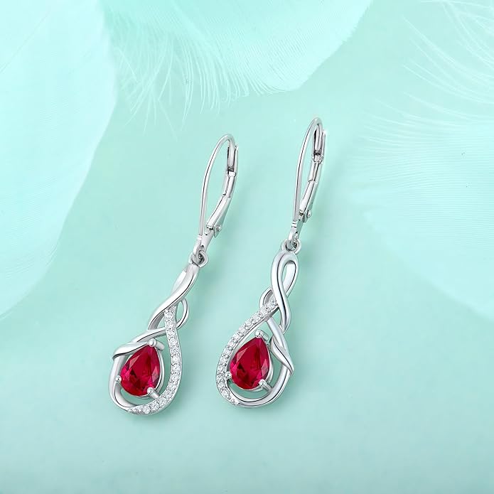 Starchenie Infinity Dangle Drop Earrings Sterling Silver Leverback Earrings Gemstones Twisted Jewelry
