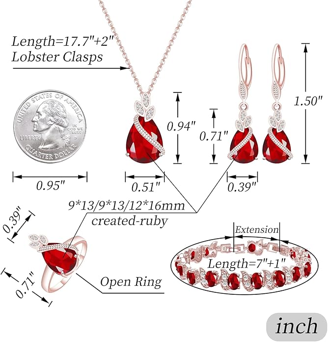 GZWHD Jewelry Set for Women CZ Earrings Necklace Ring Bracelet Set Prom Party Wedding Jewelry Gift for Mother Friend Wife