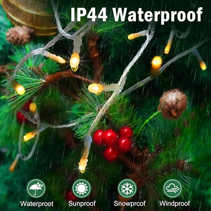 SAUIRS 197FT 500 LED Christmas Lights Outdoor String Lights with 8 Modes Timer Waterproof Fairy Light Plug in for Outside Indoor Party Xmas Palm Tree Yard Wedding Decorations(Warm White)