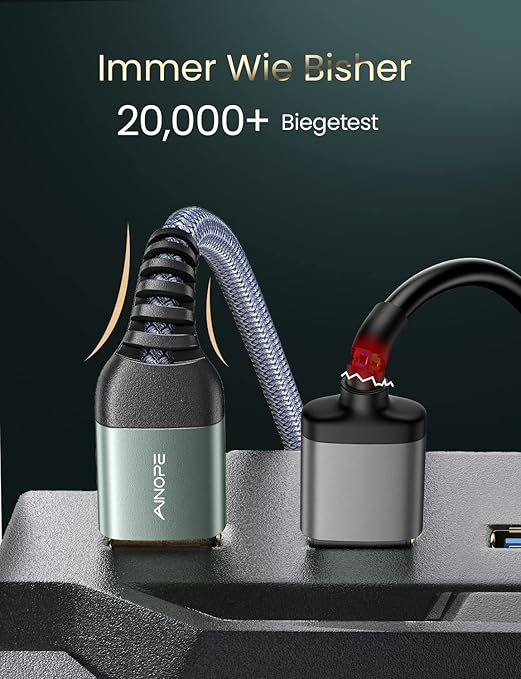AINOPE 2 Pack USB Extensions Cable High Speed USB 3.0 Extension Cord Type A Male to Female Sturdy Braided Material Fast Data Transfer Compatible with USB Keyboard,Mouse,Flash Drive,Grey,16FT+16FT