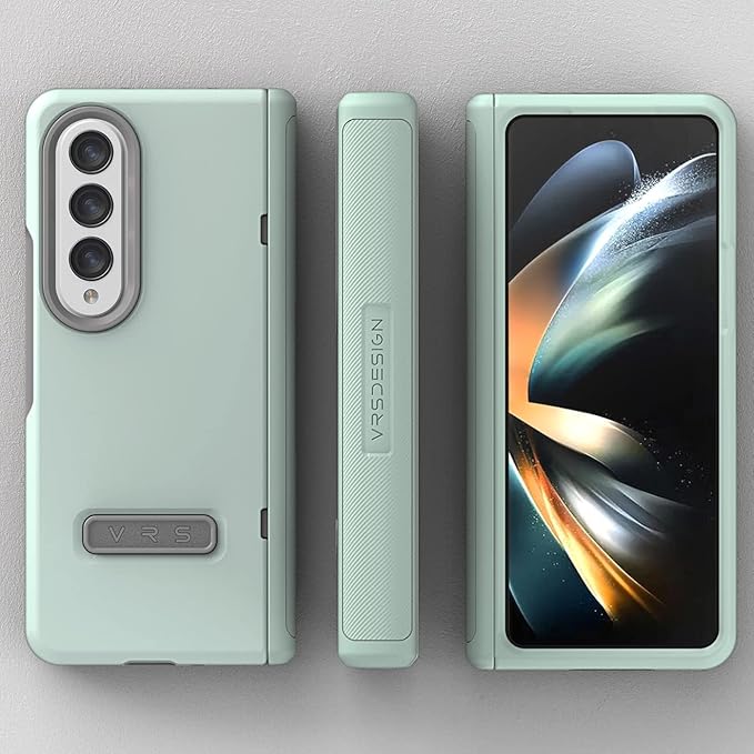 VRS DESIGN Terra Guard Modern for Galaxy Z Fold 4 5G (2022), Premium Modern Neat Style [Anti Scratch Hinge Protection] Case with Tempered Glass Screen Protector (Mint)