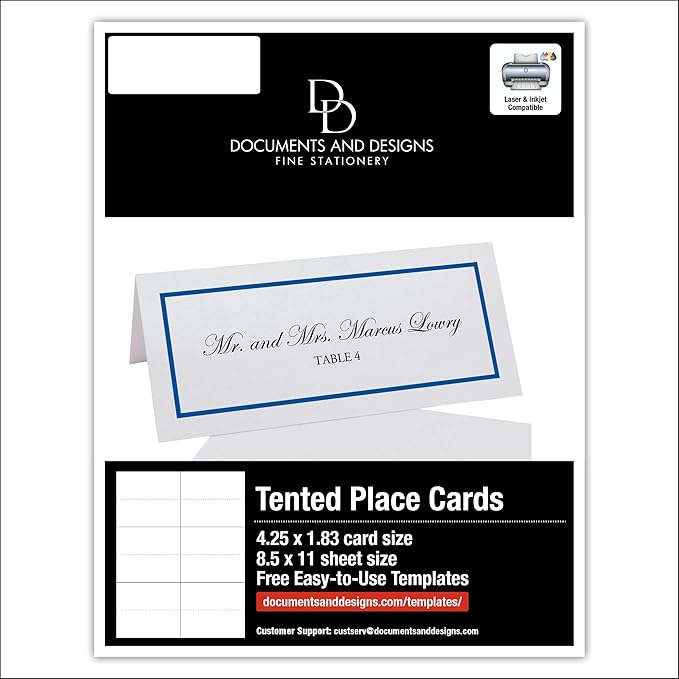 Single Line Border Printable Place Cards, Royal Blue (Choose Color), Set of 150 (25 Sheets), Laser & Inkjet Printers - Wedding, Party, Dinner, and Special Events