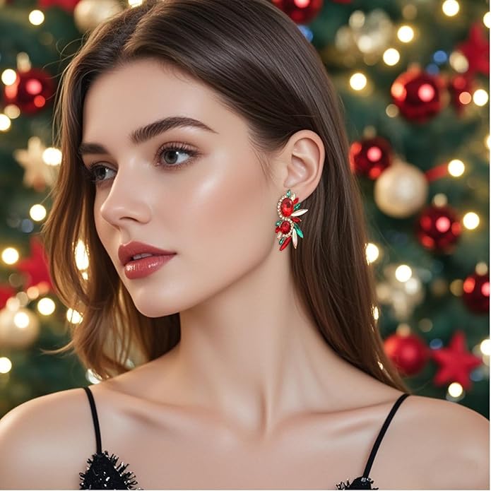 Vintage Rhinestone Statement Earrings Fancy Crystal Cluster Drop Dangle Earrings for Women