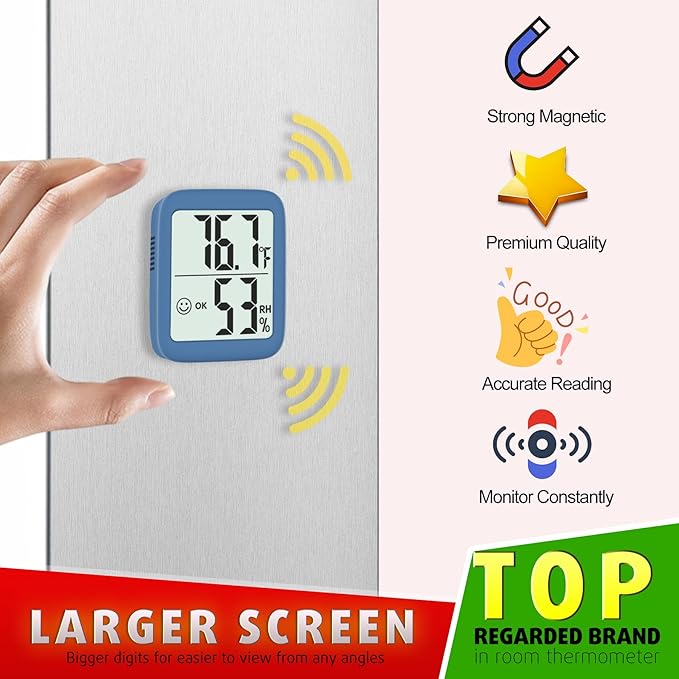 Antonki 2 Pack Room Thermometer for Home, Indoor Hygrometer Humidity Meter Gauge, Digital Temperature and Humidity Sensor Monitor for House, Terrarium, Incubator, Greenhouse - Battery Included