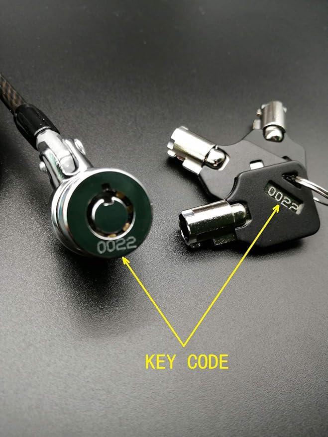 8Feet 3keys Security Retractable Cable Lock Portable Keyed Laptop Lock for Monitors, Laptops, MacBooks, Tablets, iPad,Mac mini, (Keyed Different+Black Anchor Plate) (1 Pack)