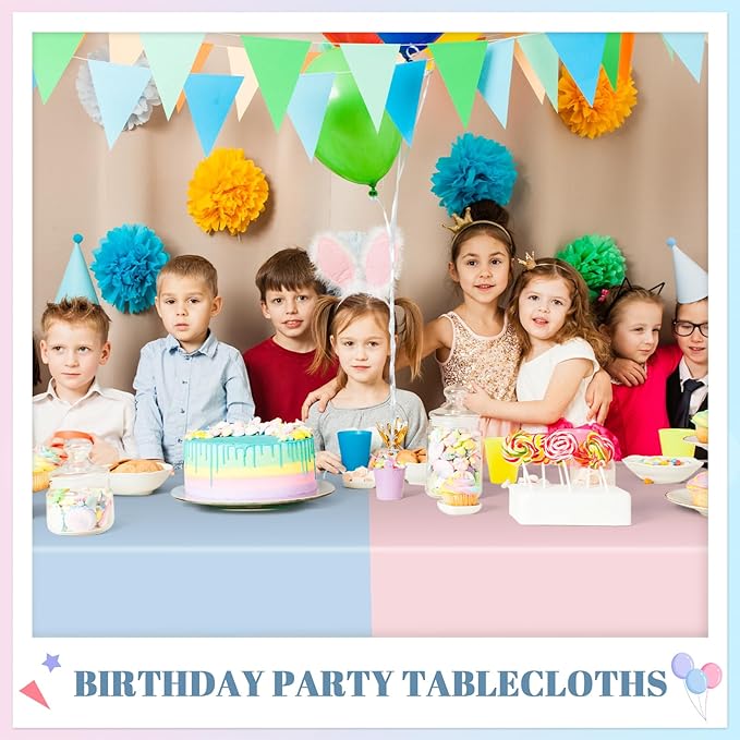 6 Pack Gender Reveal Plastic Tablecloth, 54 X 108 Inch Pink and Blue Disposable Scalloped Table Cloth for Rectangle Table Spring Tablecloth for Gender Reveal Baby Shower BBQ Picnic Birthday Party