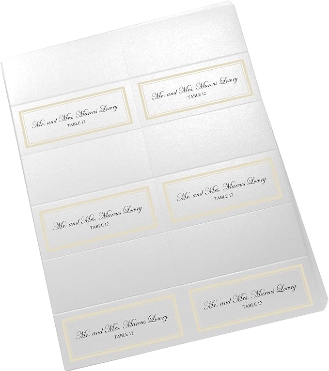 Double Line Border Printable Place Cards, Ivory (Choose Color), Set of 60 (10 Sheets), Laser & Inkjet Printers - Wedding, Party, Dinner, and Special Events - Made in the USA