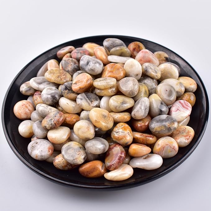 Polished Crazy Lace Agate Crystal Chips Set, 0.4", 128 Pcs - 10 Oz Handpicked Tumbled Stones and Crystals Bulk for Healing, Reiki, Meditation, Witchcraft and Home Decor