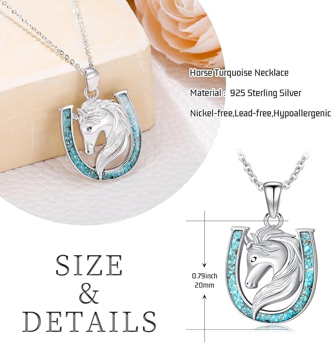 Western Cowboy Necklace 925 Sterling Silver Horseshoe Pendant Western Jewelry Cowgirl Gifts for Women Girlfriend Cowboy Cowgirl