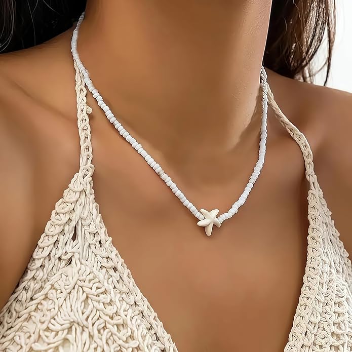 Nackiy Handmade Sea Shell Necklace for Women Summer Adjustable Natural Shell Collar Necklace