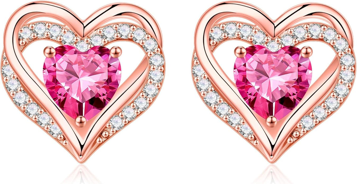 Iefil Valentine Day Gifts for Her - 925 Sterling Silver Heart Stud Earrings Birthday Gifts for Women