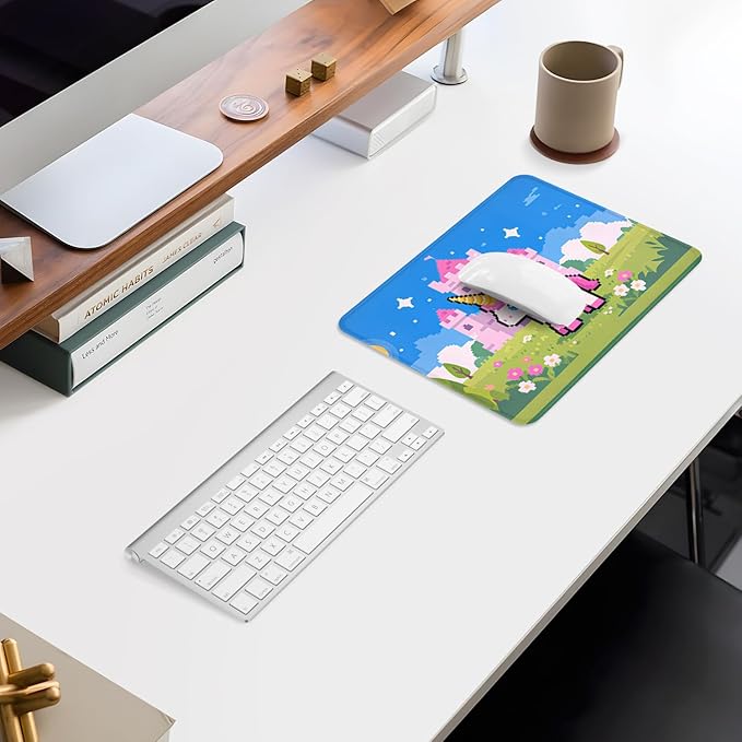ITNRSIIET Mouse Pad Non-Slip Rubber Base Smooth Surface Stitched Edges Waterproof Durable Compatible with All Mice for Office & Gaming, Desk Accessory, 10.2x8.3x0.12 inch, PixelCastle
