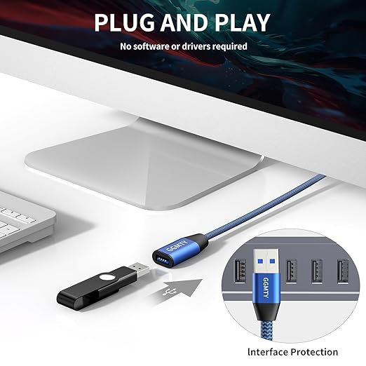 USB 3.0 Extension Cable 1.5 ft,Type A Male to Female Extension Cord Durable Braided Material High Data Transfer Compatible with USB Keyboard,Mouse,Flash Drive, Hard Drive,Printer