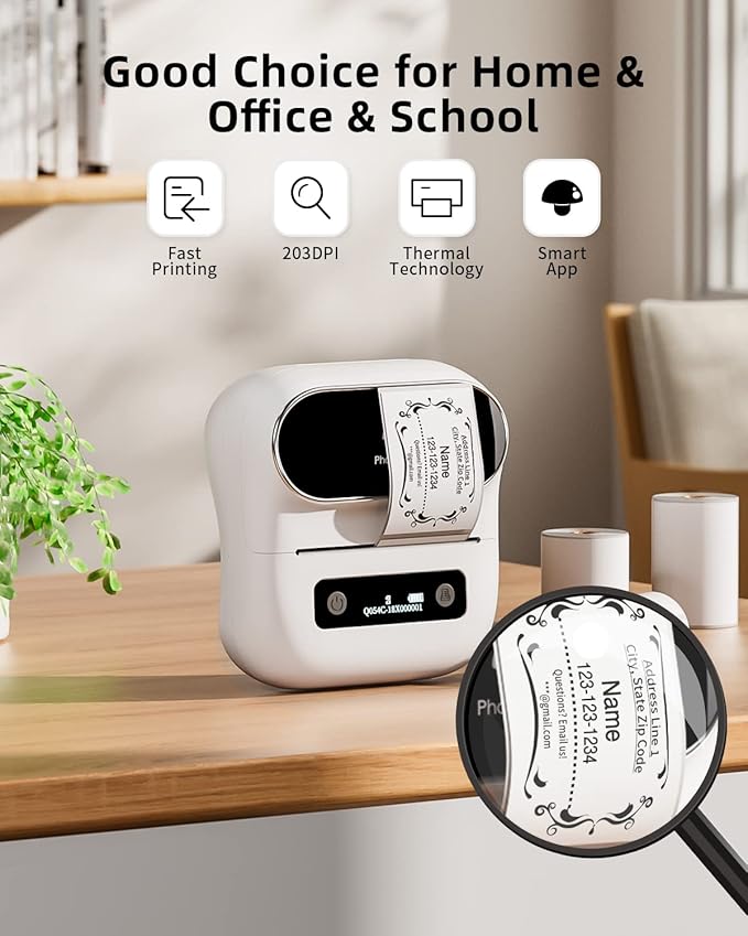 Phomemo Label Maker, M220 Barcode Printer, Thermal Bluetooth Label Printer for Address, Clothing, Warehouse, Mailing,Compatible with Phone & Laptop