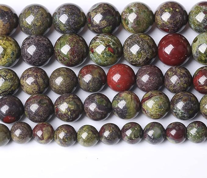 180PCS 4mm Natural Dragon Blood Jasper Beads Round Loose Energy Healing Stone Beads for Jewelry Making DIY Bracelet 32" 2 Strands