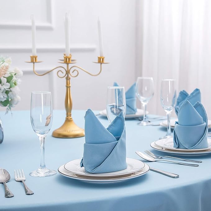 Cloth Napkins 20x20 inch Washable Polyester Dinner Napkins Soft Table Napkins for Wedding Party Dining Banquet(Blue Mist,50PCS)