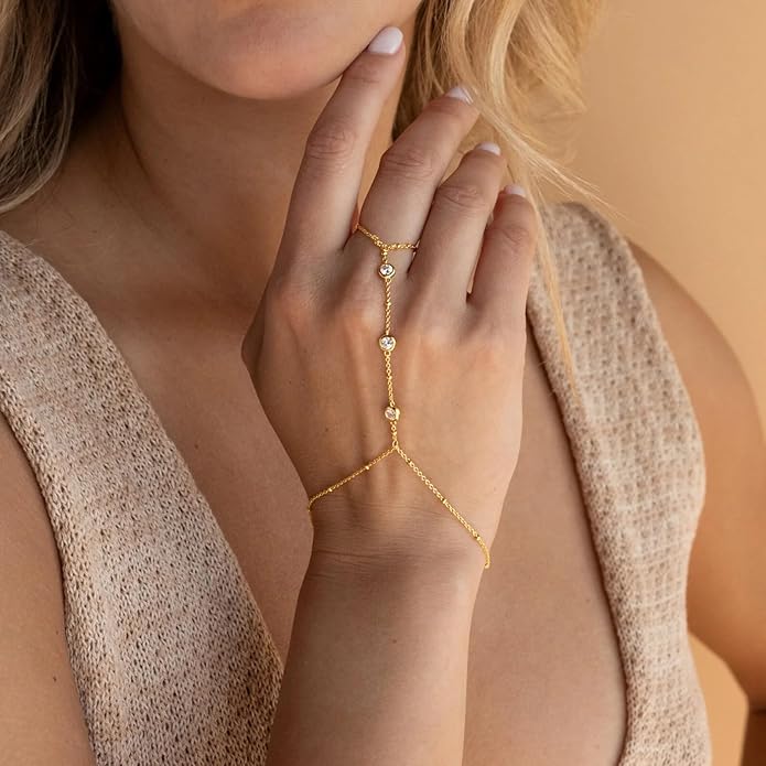 Gold Bracelets Set for Women Non Tarnish Trendy,14K Gold Plated Dainty Stackable Paperclip Cuban Link Chain Bracelets, Simple Cute Cuff Bracelets Jewelry Set Adjustable 7"+2"