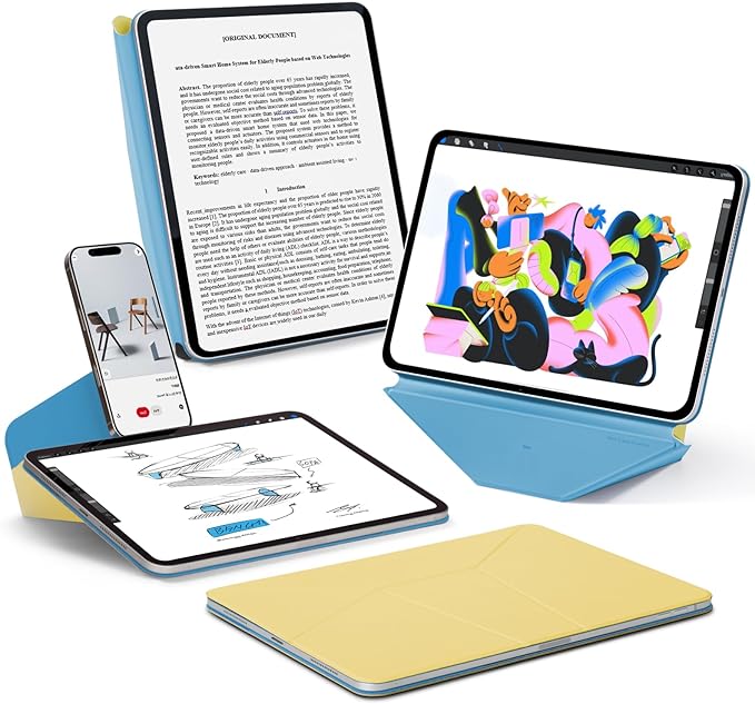MOFT Dynamic Folio Case for iPad Pro 11-inch(2nd/3rd/4th Generation, 2020/2021/ 2022), Silm Magnetic Stand Case with 20+ Viewing Angles, Auto Wake/Sleep,Panna Cotta x Faded Jeans