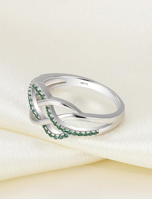 YL Celtic Knot Rings 925 Sterling Silver Twisted Knot Ring Birthstone Infinity Statement Jewelry for Women-size5