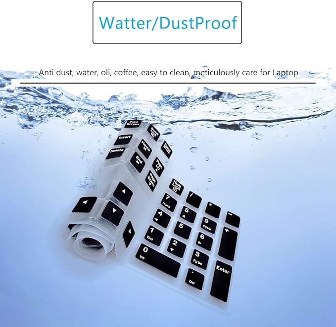 Silicone Keyboard Cover for Logitech K120 & MK120 Ergonomic Desktop USB Wired Keyboard, Logitech K120 & MK120 Keyboard Protective Skin US Layout (NOT Fit Other Model) -Black